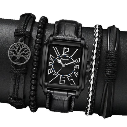 Fashion Men's Square Quartz Watch with Bracelet Set - Price Value Store
