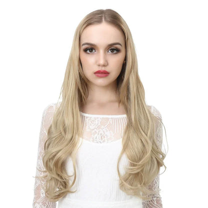 European and American wig one-piece hair quantity multiple U-shaped hair extension female fishing line wig invisible natural long curly hair - Price Value Store