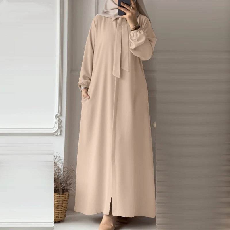 Solid-color long-sleeved blouse dress - Price Value Store