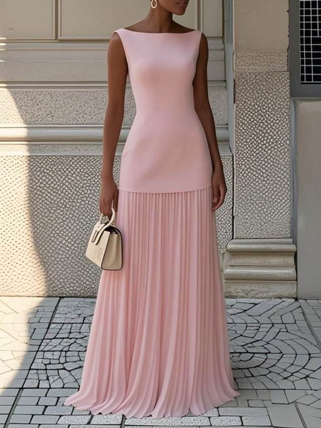 Solid-color sleeveless knitted dress - Price Value Store