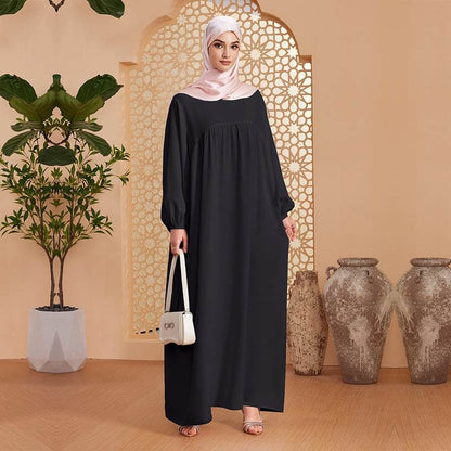 Abaya Robe Women's Long Dress Middle East Turkey Solid Color Simple Loose dress - Price Value Store