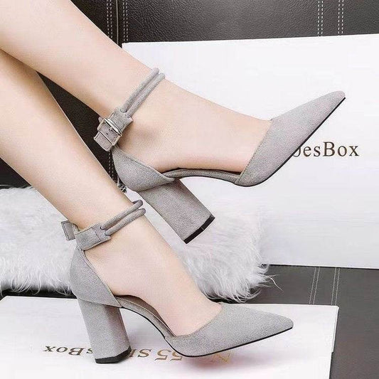 Women's Pointed Toe Chunky Heel Ankle Strap Sandal - Price Value Store