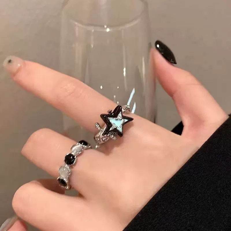 Blue Star Ring Women Premium Feeling Cat's Eye Stone Index Ring - Price Value Store