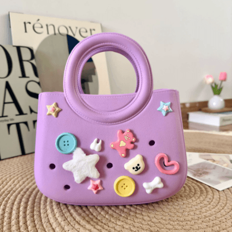 Mini EVA Beach Square Shell Handbag with DIY Hole Pattern - Price Value Store