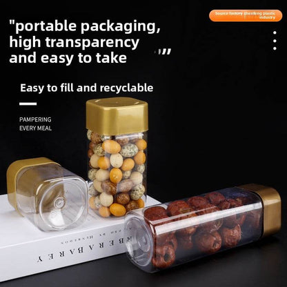 Square Transparent PET Plastic Storage Jars with Lids (300ml?700ml). - Price Value Store