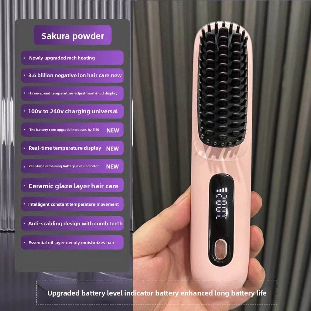 LCD display ceramic straight hair comb - Price Value Store