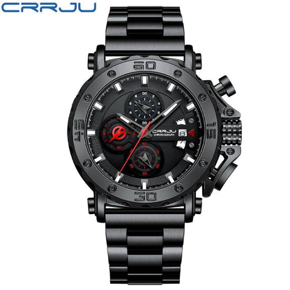Men's Stainless Steel Quartz Watch with Oversized Dial - Price Value Store
