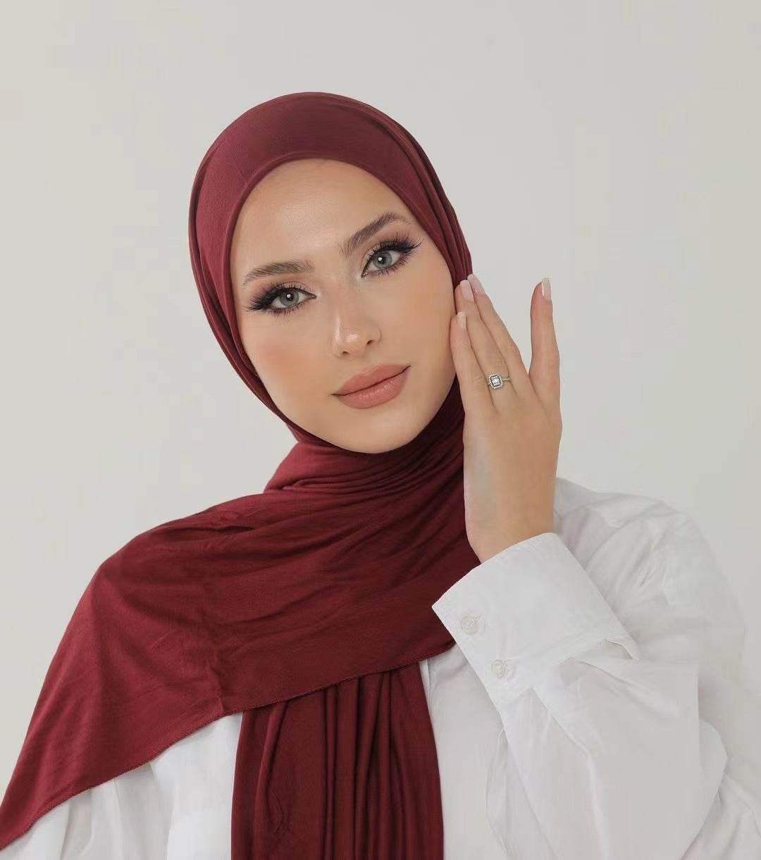Solid-color lustrous cotton scarf for women - Price Value Store