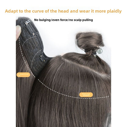 Long straight hair extension and seamless wig pieces