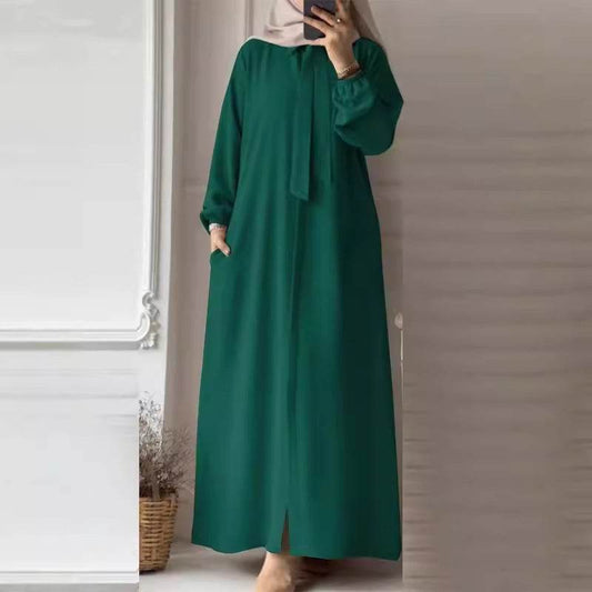 Solid-color long-sleeved blouse dress - Price Value Store