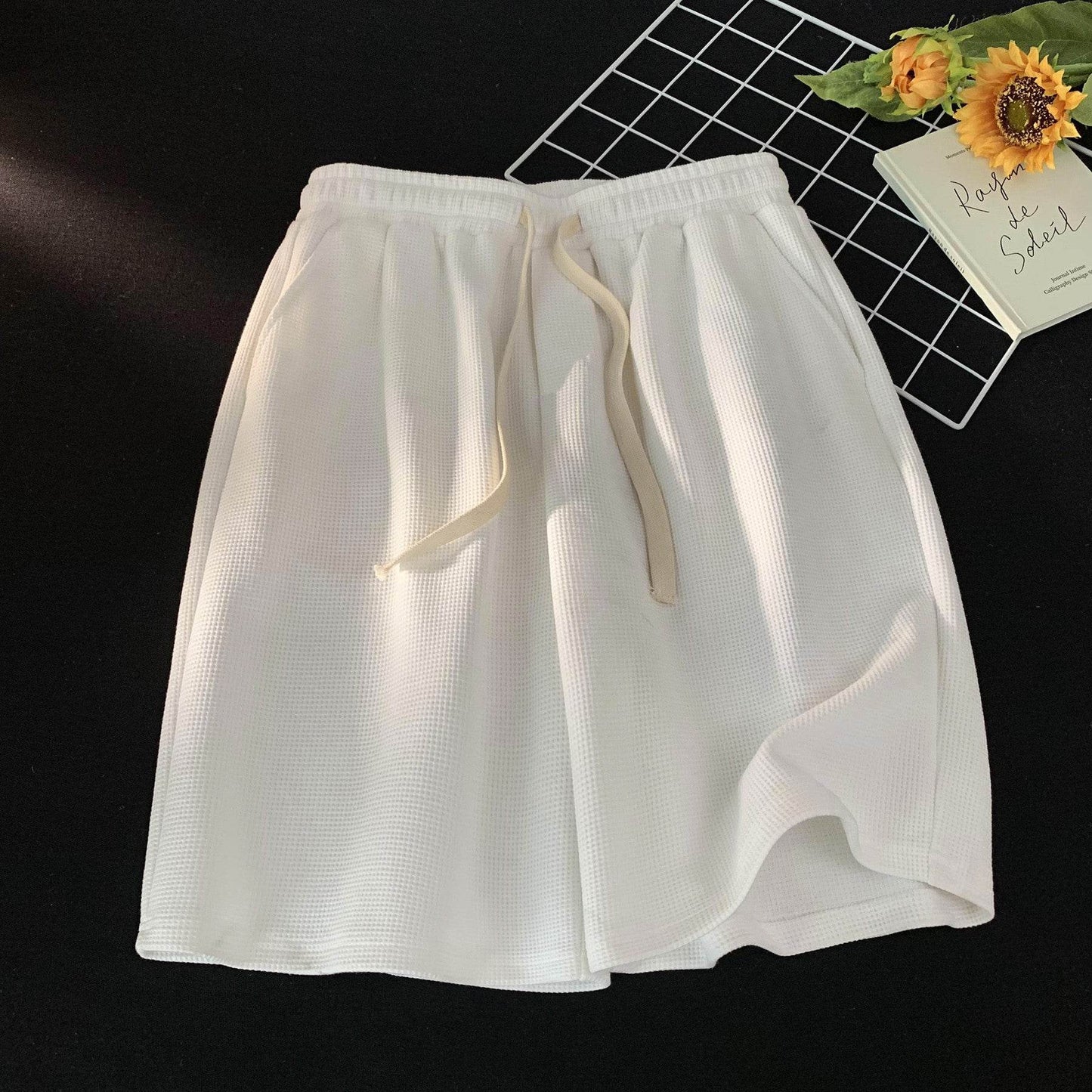 Thin five-inch waffle shorts - Price Value Store