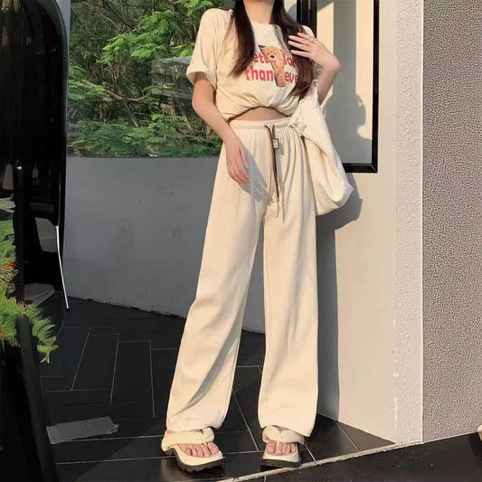 Corduroy double-belted straight-leg pants - Price Value Store