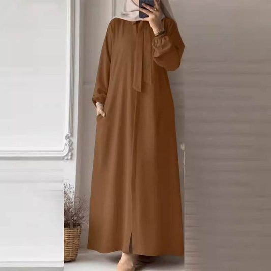 Solid-color long-sleeved blouse dress - Price Value Store