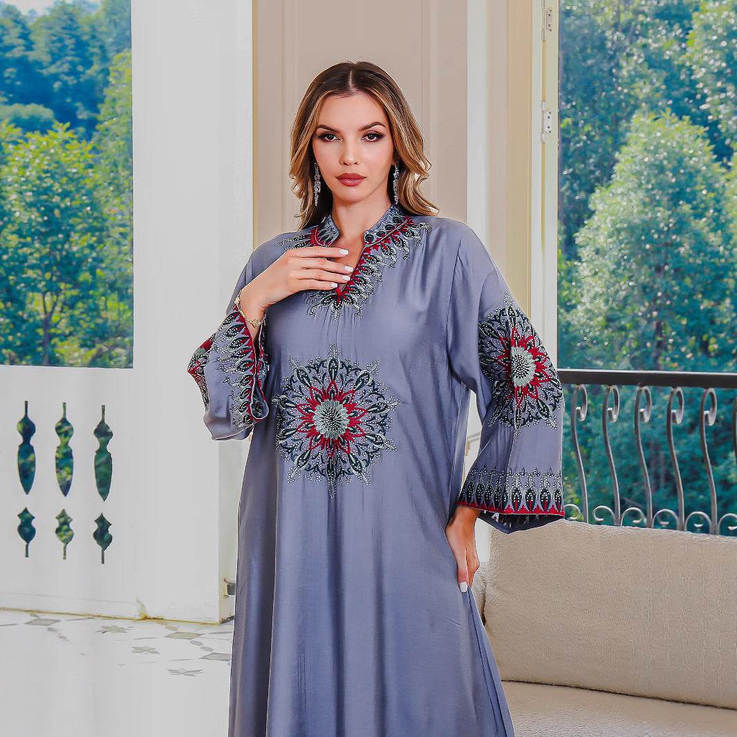 Embroidered Loose Fit Abaya Dress for Women - Price Value Store