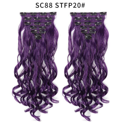 Seven Piece Wig Piece 16 Card Women Chemical Fibre High Temperature Silk Wig Long Curly Hair - Price Value Store